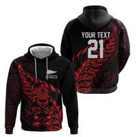 New Zealand Lawn Bowls Custom Zip Hoodie Red Maori Warrior Tribal Silver Fern - Polynesian Pride