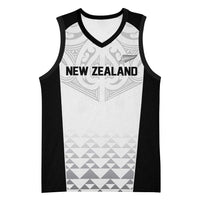 World Football 2026 New Zealand Custom Basketball Jersey All White Fern Maori Tribal - Polynesian Pride