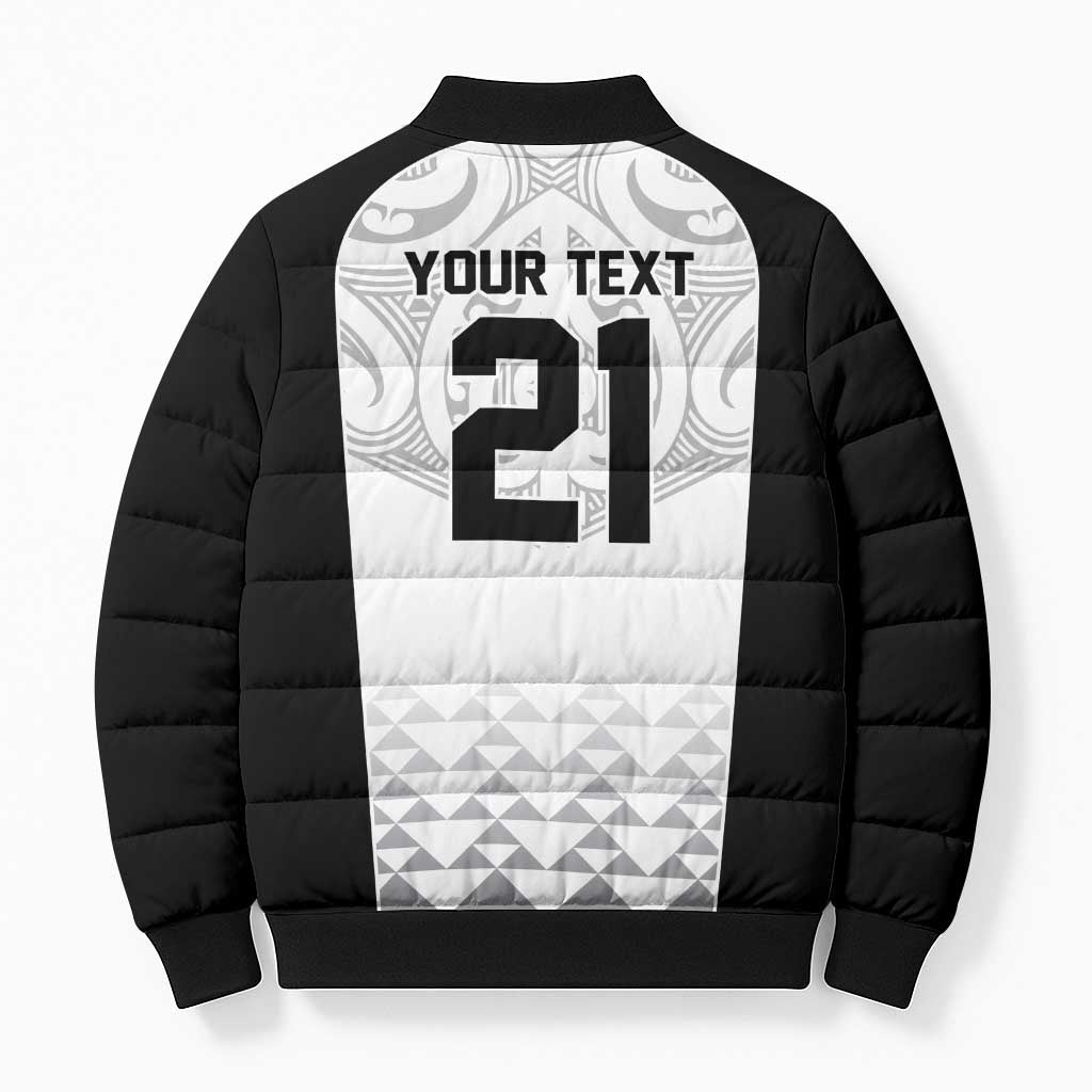 World Football 2026 New Zealand Custom Bomber Puffer Jacket All White Fern Maori Tribal - Polynesian Pride