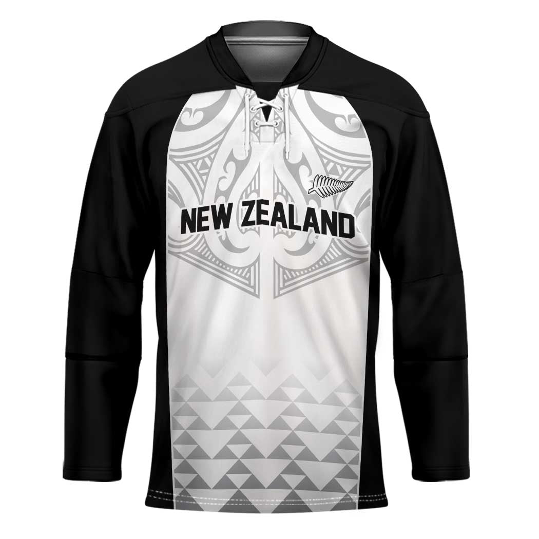 World Football 2026 New Zealand Custom Hockey Jersey All White Fern Maori Tribal - Polynesian Pride