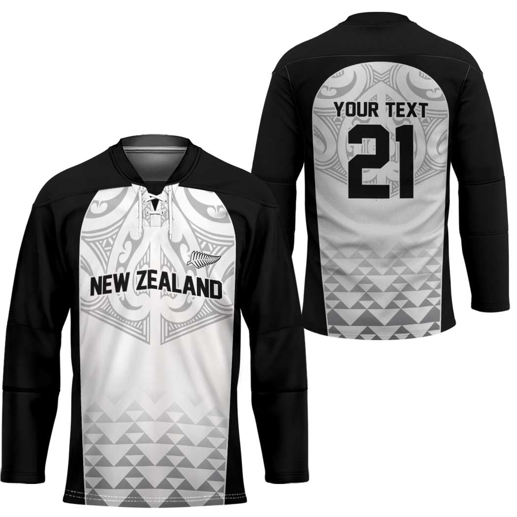 World Football 2026 New Zealand Custom Hockey Jersey All White Fern Maori Tribal - Polynesian Pride