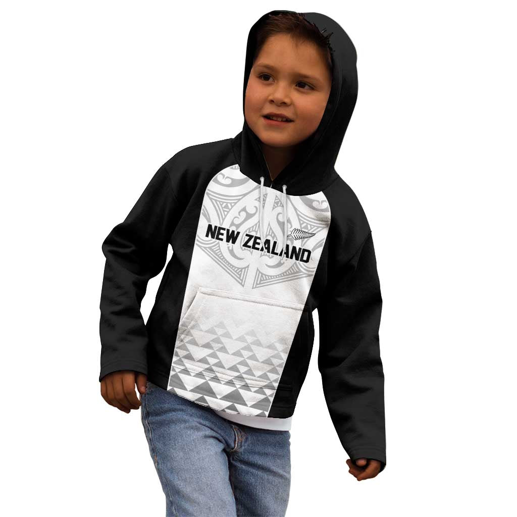 World Football 2026 New Zealand Custom Kid Hoodie All White Fern Maori Tribal - Polynesian Pride