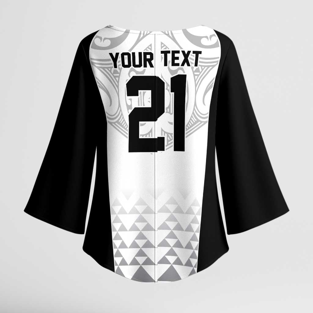 World Football 2026 New Zealand Custom Kimono Sleeve Blouse All White Fern Maori Tribal - Polynesian Pride
