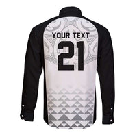 World Football 2026 New Zealand Custom Long Sleeve Button Shirt All White Fern Maori Tribal - Polynesian Pride