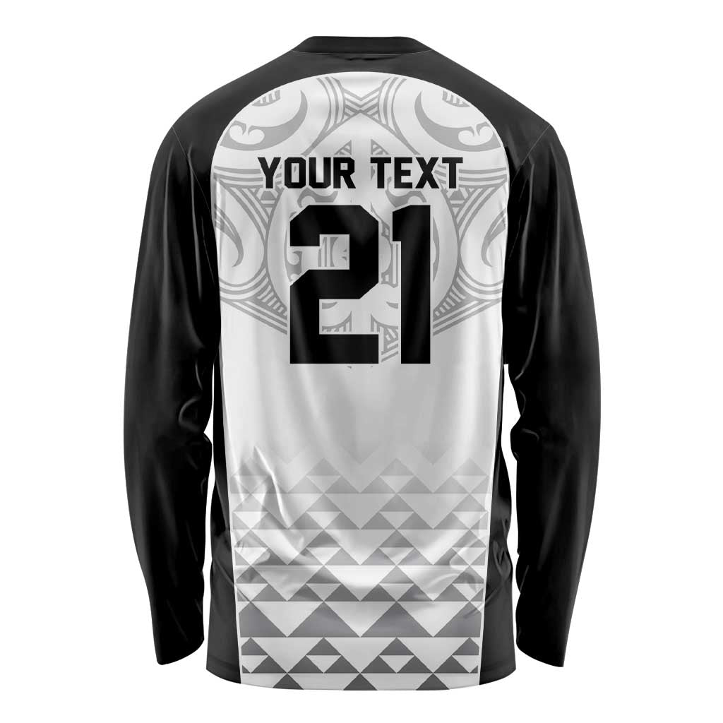 World Football 2026 New Zealand Custom Long Sleeve Shirt All White Fern Maori Tribal - Polynesian Pride