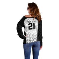 World Football 2026 New Zealand Custom Off Shoulder Sweater All White Fern Maori Tribal - Polynesian Pride