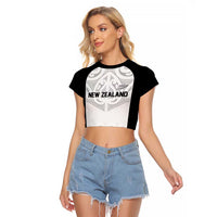 World Football 2026 New Zealand Custom Raglan Cropped T Shirt All White Fern Maori Tribal - Polynesian Pride