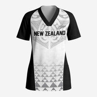 World Football 2026 New Zealand Custom Scrub Top All White Fern Maori Tribal - Polynesian Pride