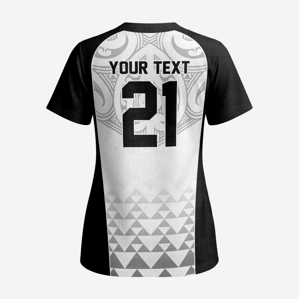 World Football 2026 New Zealand Custom Scrub Top All White Fern Maori Tribal - Polynesian Pride