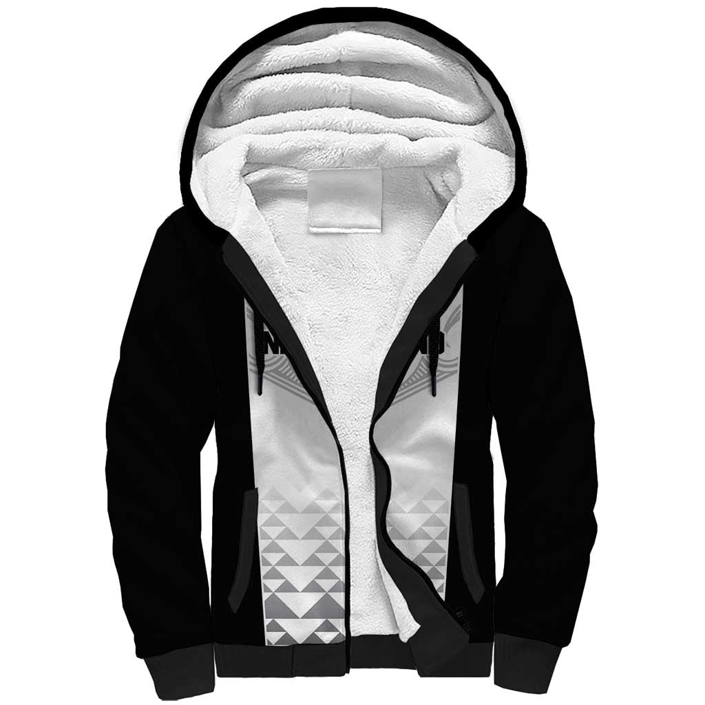 World Football 2026 New Zealand Custom Sherpa Hoodie All White Fern Maori Tribal - Polynesian Pride