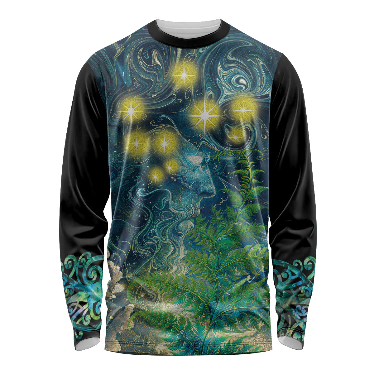 New Zealand Matariki Waipuna-a-rangi Long Sleeve Shirt He Roimata o Rangi LT9 Unisex Black - Polynesian Pride