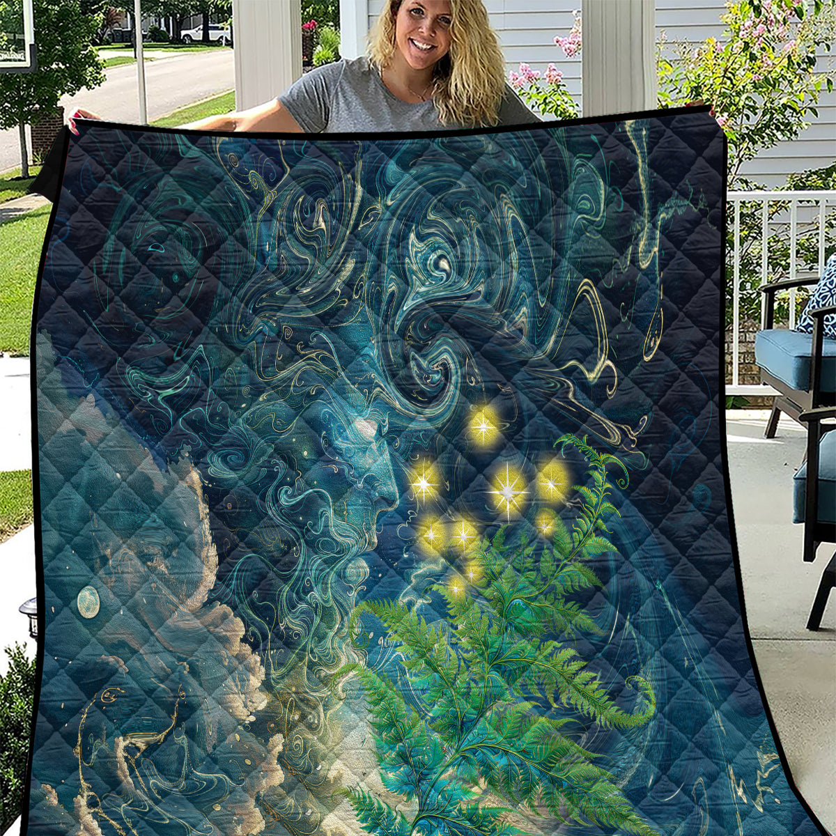 New Zealand Matariki Waipuna-a-rangi Quilt He Roimata o Rangi LT9 Black - Polynesian Pride