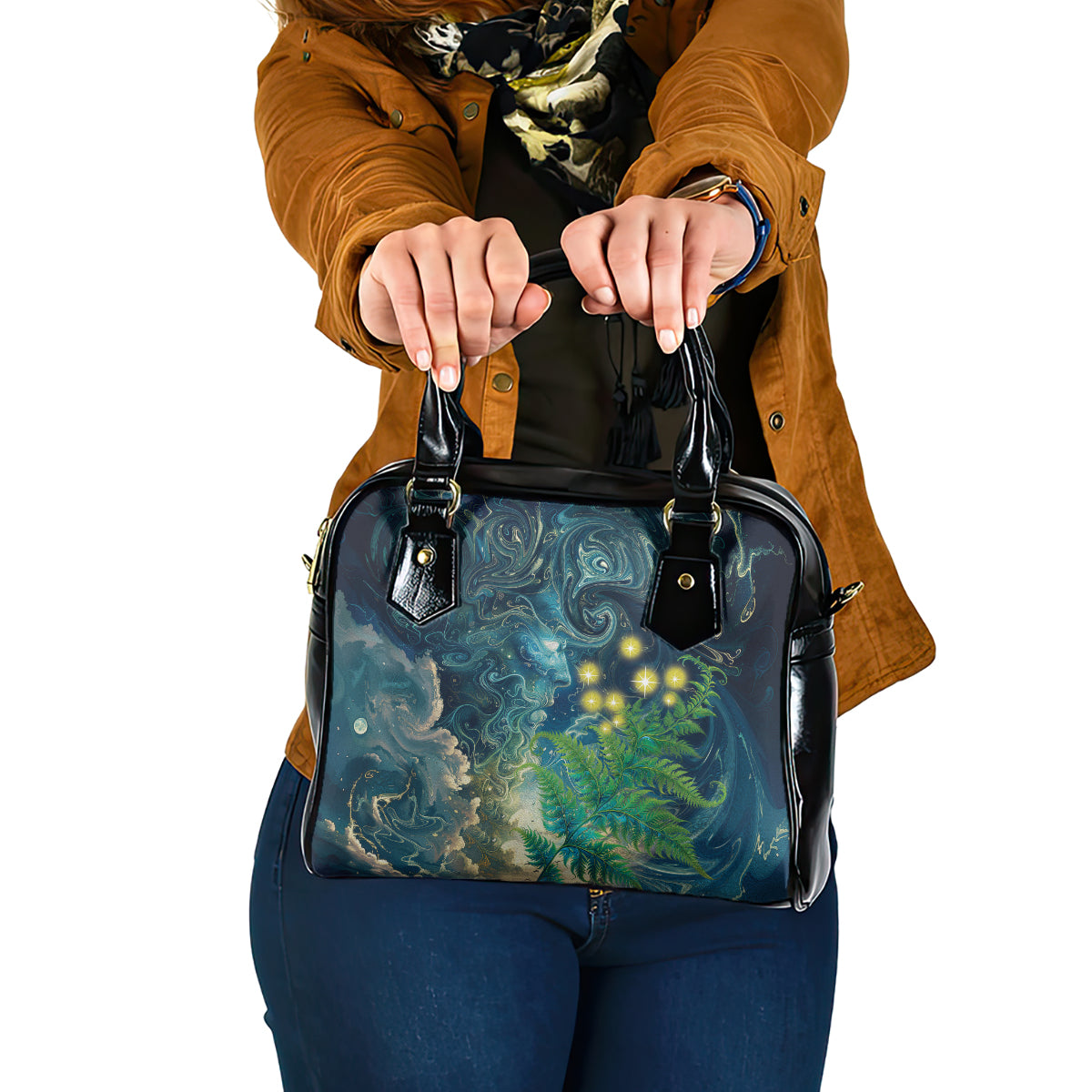 New Zealand Matariki Waipuna-a-rangi Shoulder Handbag He Roimata o Rangi LT9 One Size Black - Polynesian Pride