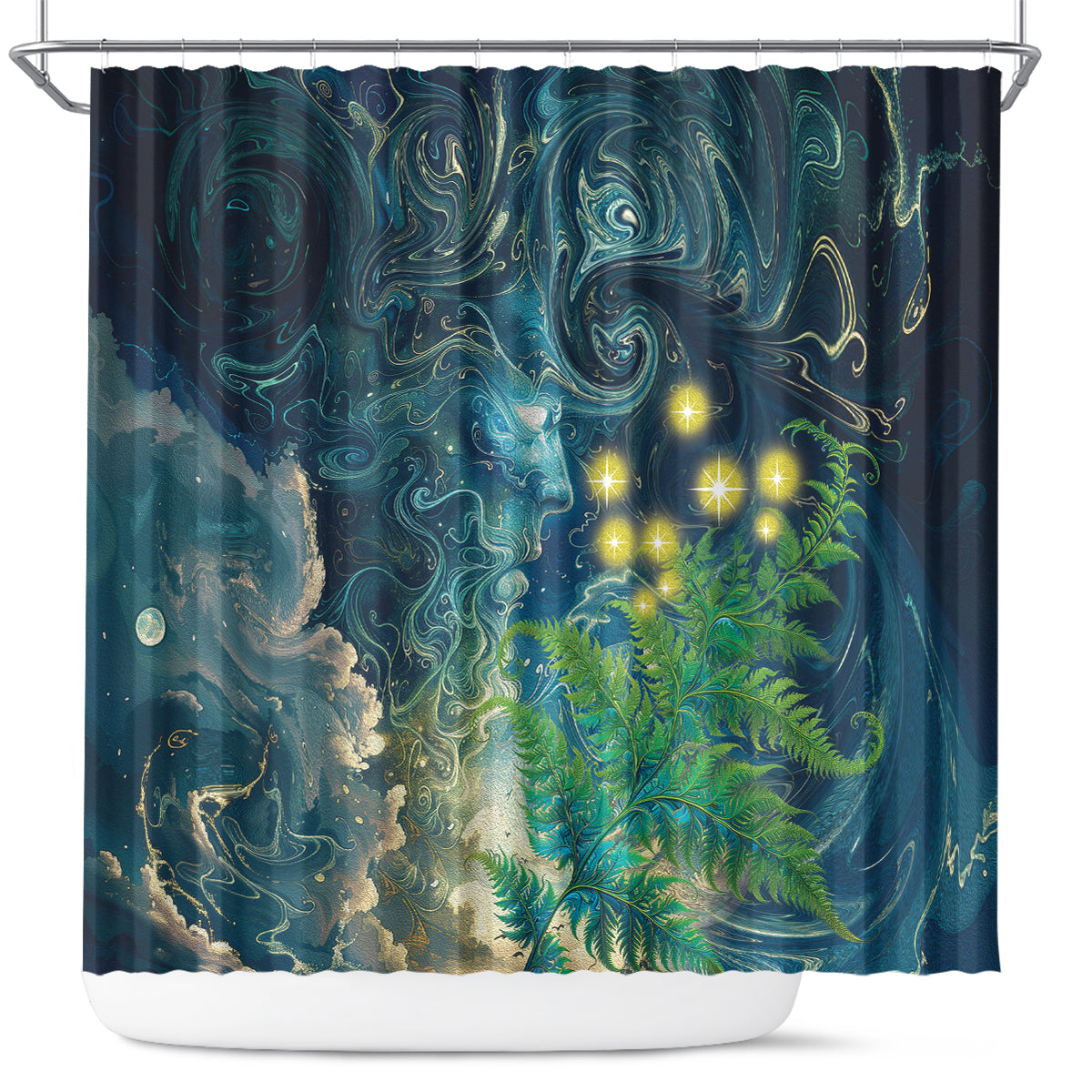 New Zealand Matariki Waipuna-a-rangi Shower Curtain He Roimata o Rangi LT9 Black - Polynesian Pride
