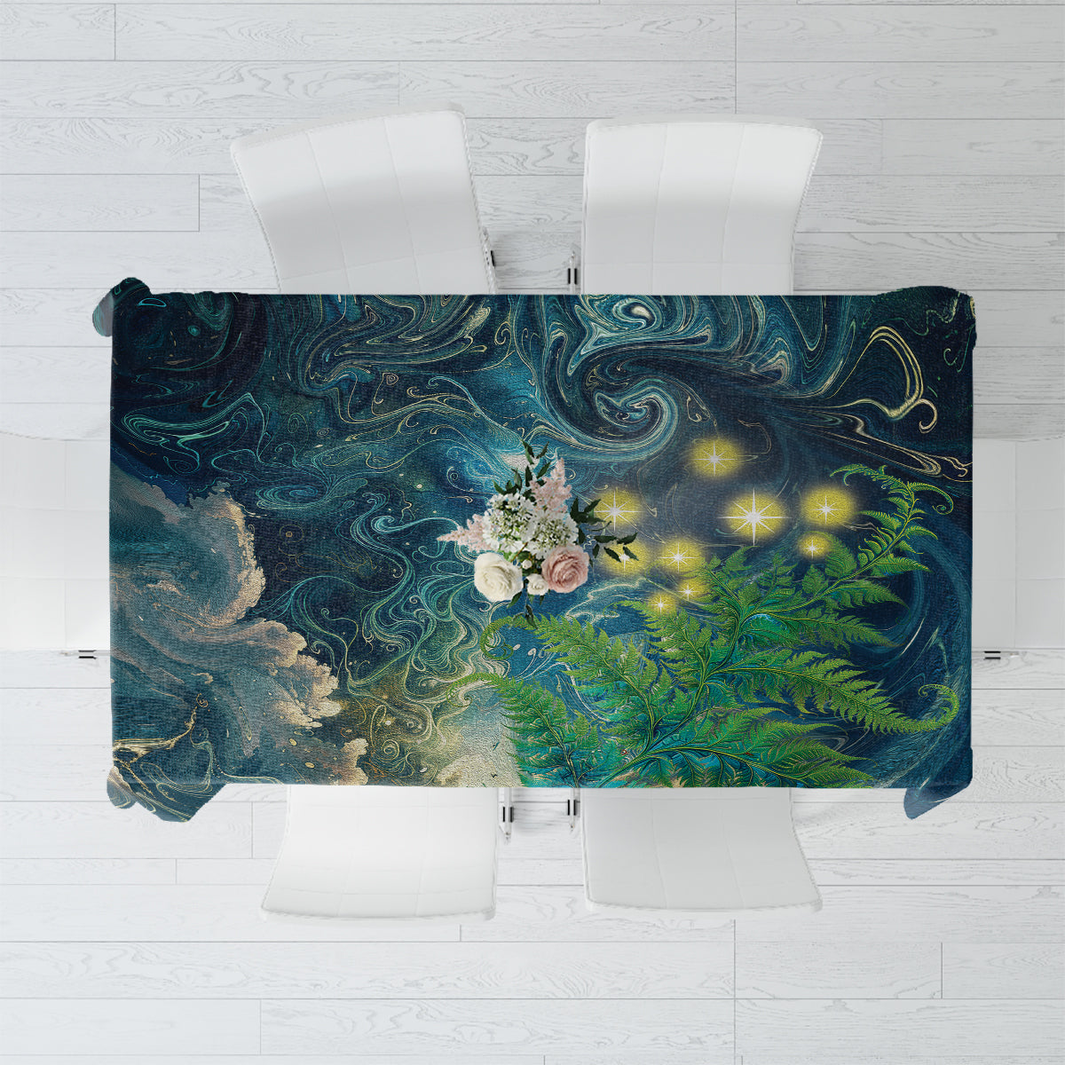 New Zealand Matariki Waipuna-a-rangi Tablecloth He Roimata o Rangi LT9 Black - Polynesian Pride