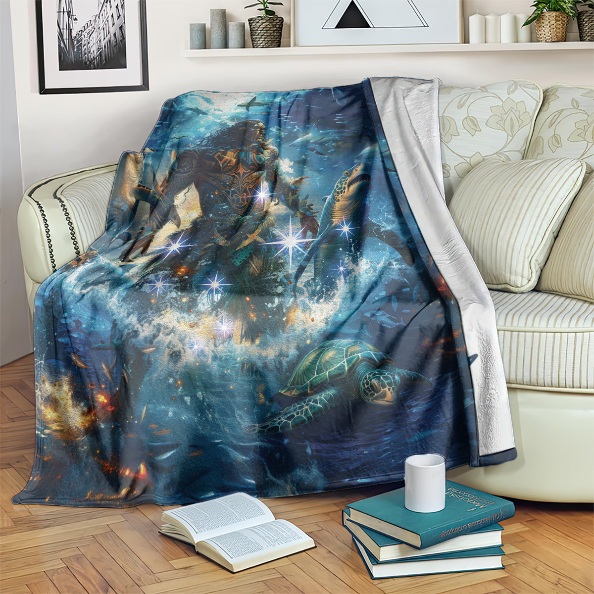 New Zealand Matariki Waita Blanket The Way Of The Water LT9 Black - Polynesian Pride