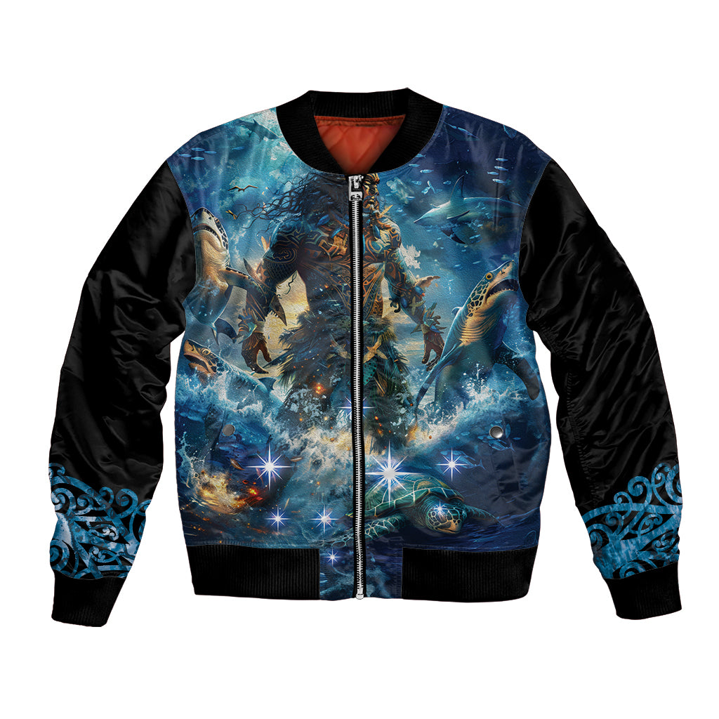 New Zealand Matariki Waita Bomber Jacket The Way Of The Water LT9 Unisex Black - Polynesian Pride