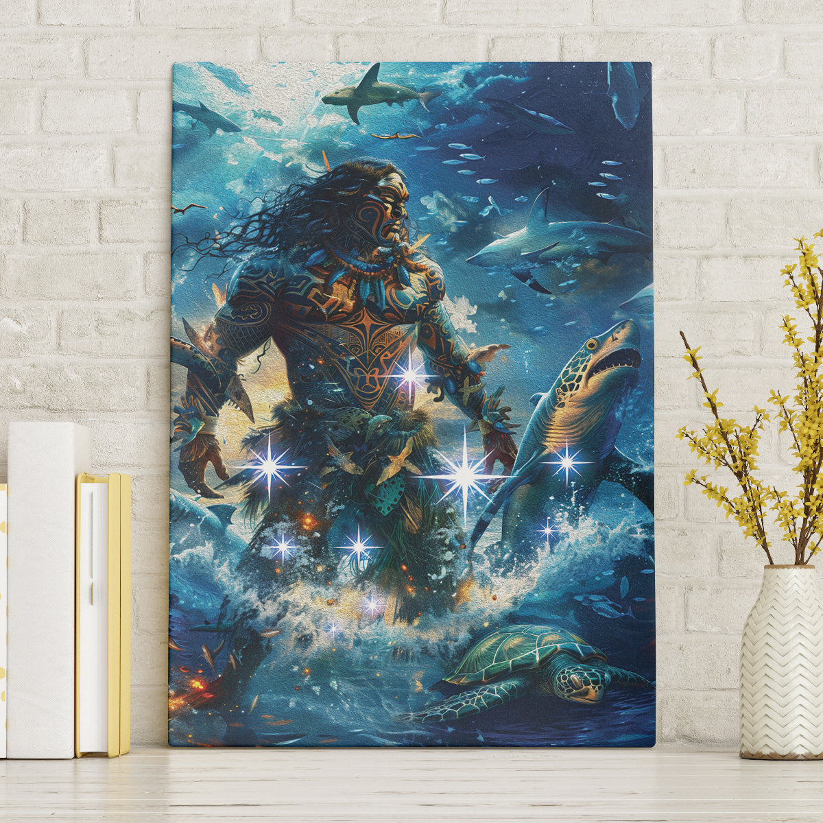New Zealand Matariki Waita Canvas Wall Art The Way Of The Water LT9 Without Frame Black - Polynesian Pride