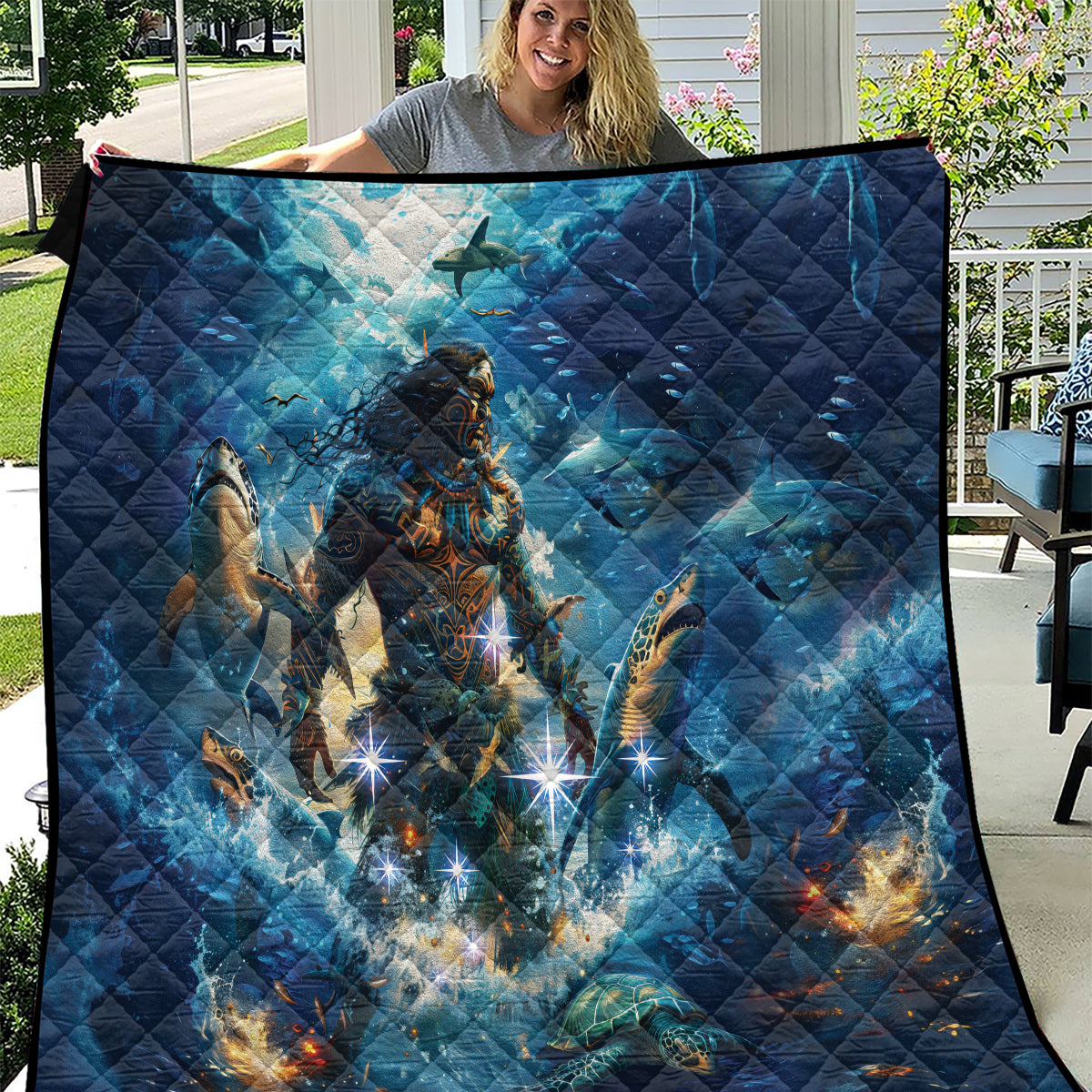 New Zealand Matariki Waita Quilt The Way Of The Water LT9 Black - Polynesian Pride