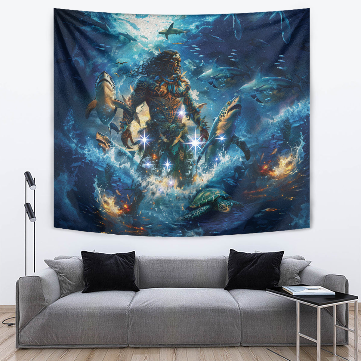 New Zealand Matariki Waita Tapestry The Way Of The Water LT9 Black - Polynesian Pride