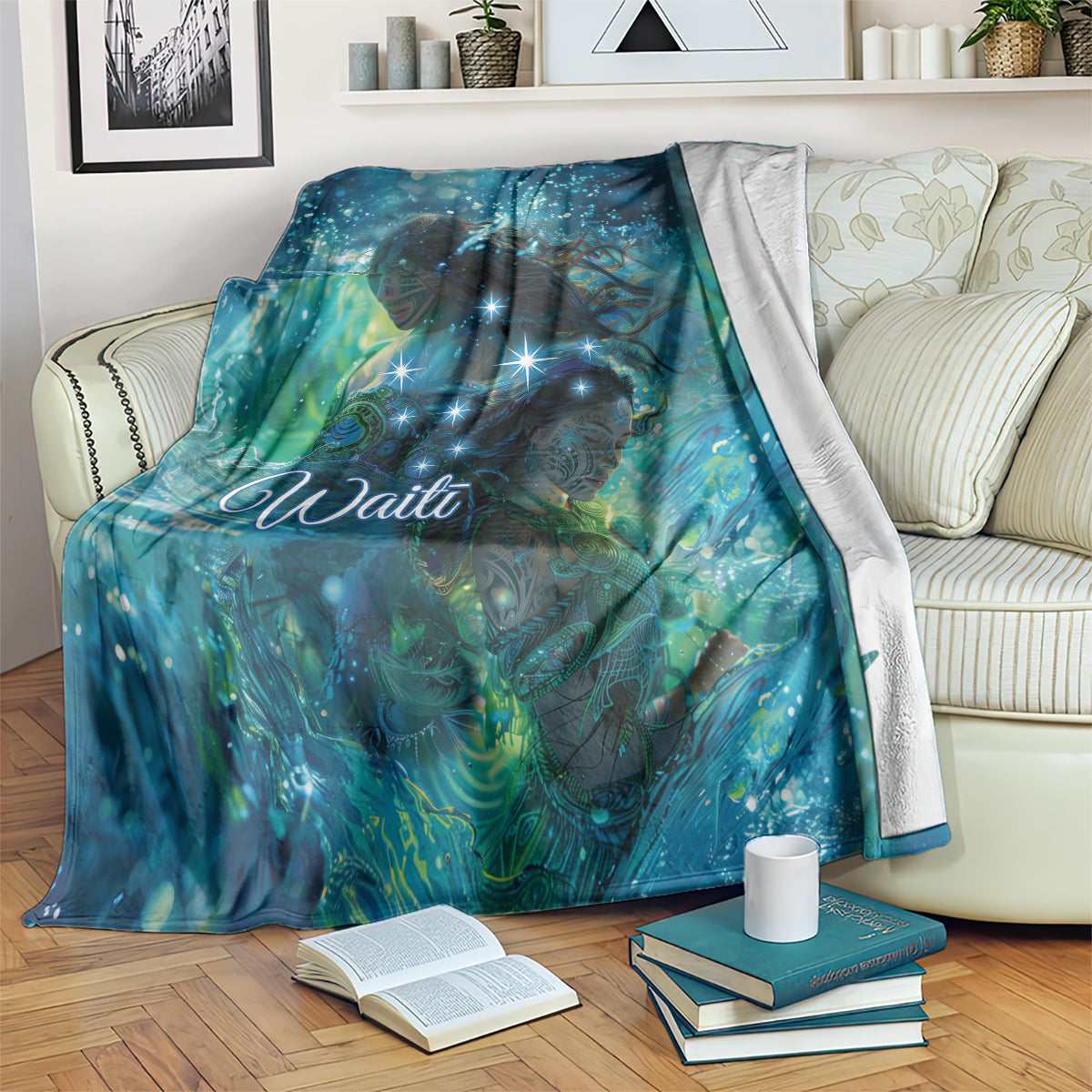 New Zealand Matariki Waiti Blanket The Beginnings Of Life LT9 Black - Polynesian Pride