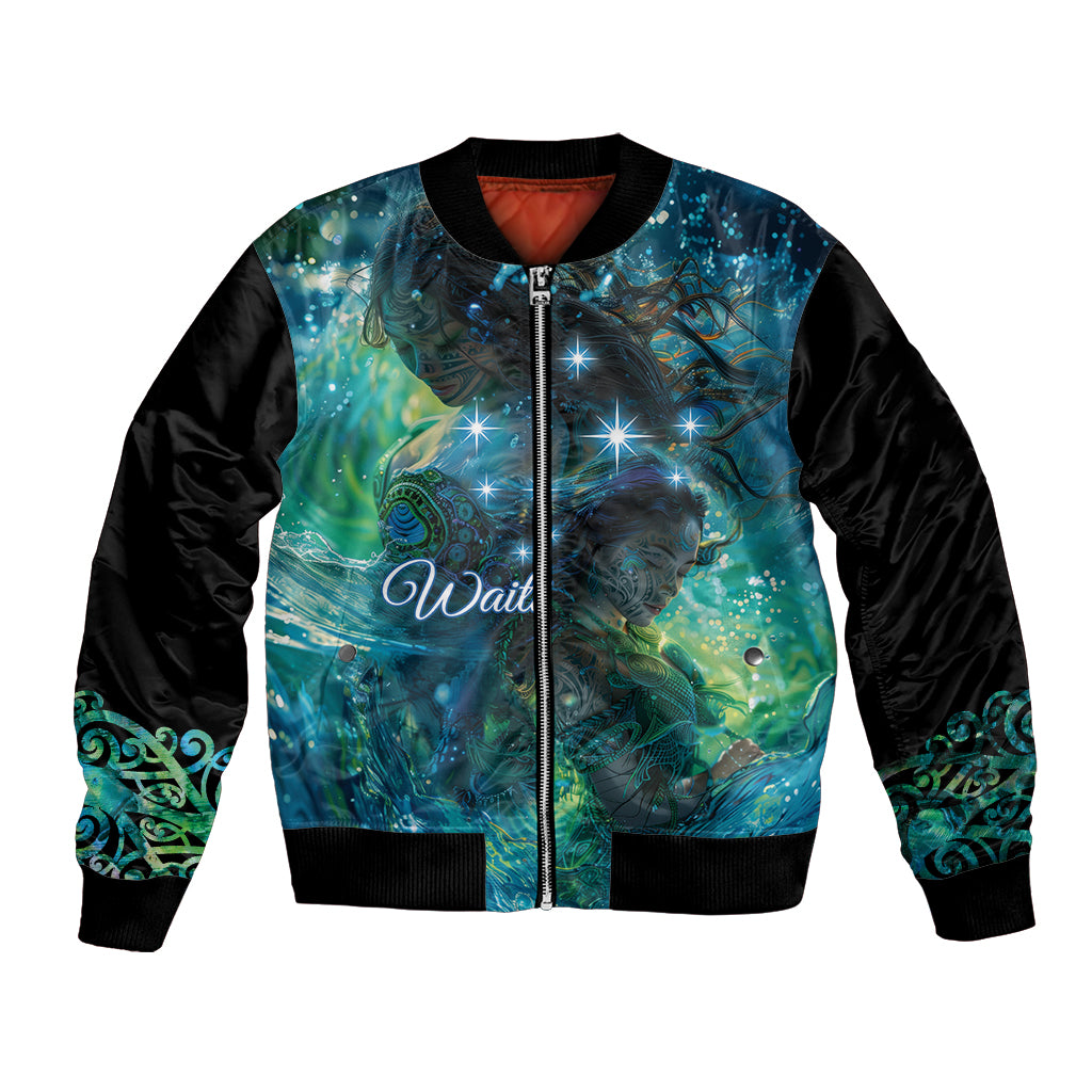 New Zealand Matariki Waiti Bomber Jacket The Beginnings Of Life LT9 Unisex Black - Polynesian Pride