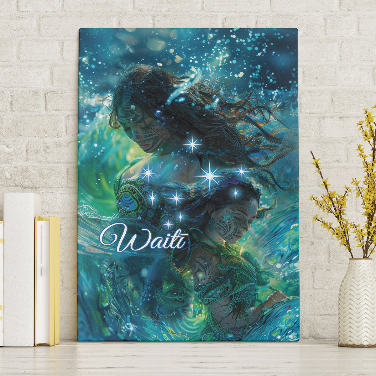 New Zealand Matariki Waiti Canvas Wall Art The Beginnings Of Life LT9 Without Frame Black - Polynesian Pride