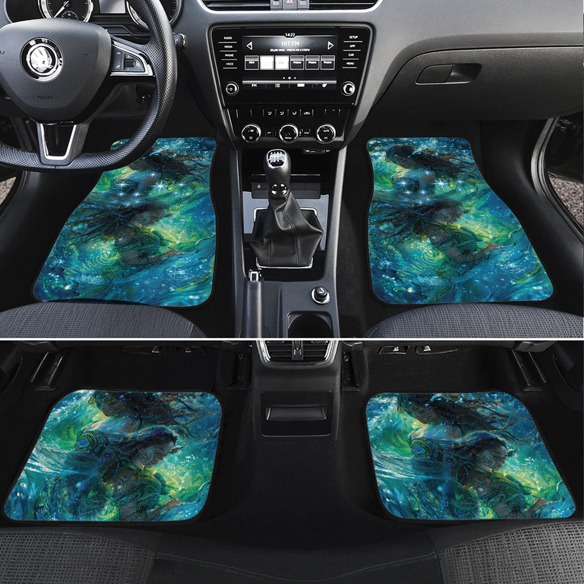 New Zealand Matariki Waiti Car Mats The Beginnings Of Life LT9 Set 4pcs Black - Polynesian Pride