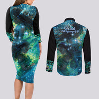 New Zealand Matariki Waiti Couples Matching Long Sleeve Bodycon Dress and Long Sleeve Button Shirt The Beginnings Of Life