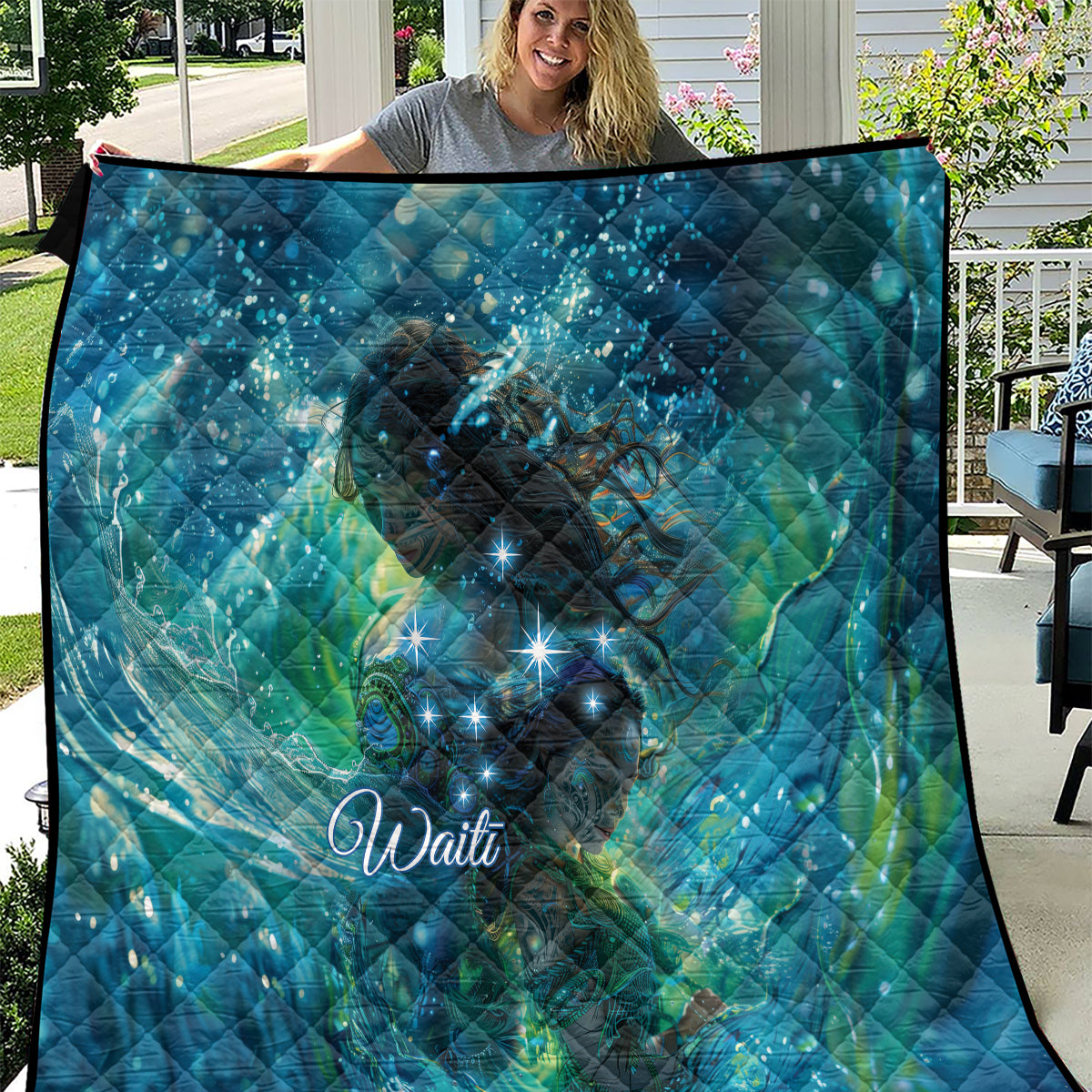 New Zealand Matariki Waiti Quilt The Beginnings Of Life LT9 Black - Polynesian Pride