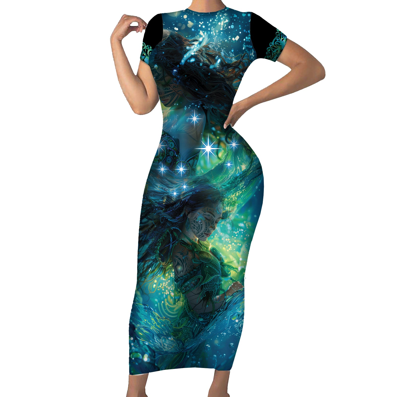 New Zealand Matariki Waiti Short Sleeve Bodycon Dress The Beginnings Of Life