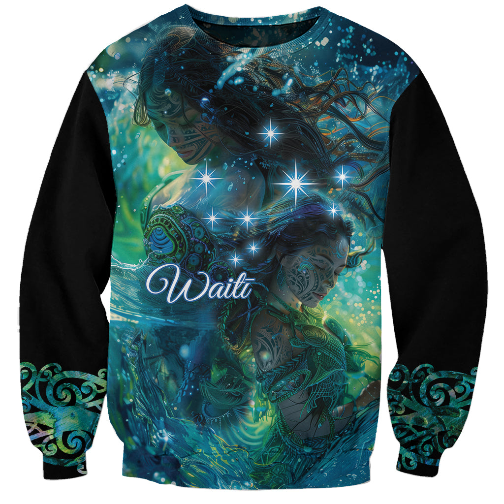 New Zealand Matariki Waiti Sweatshirt The Beginnings Of Life LT9 Unisex Black - Polynesian Pride