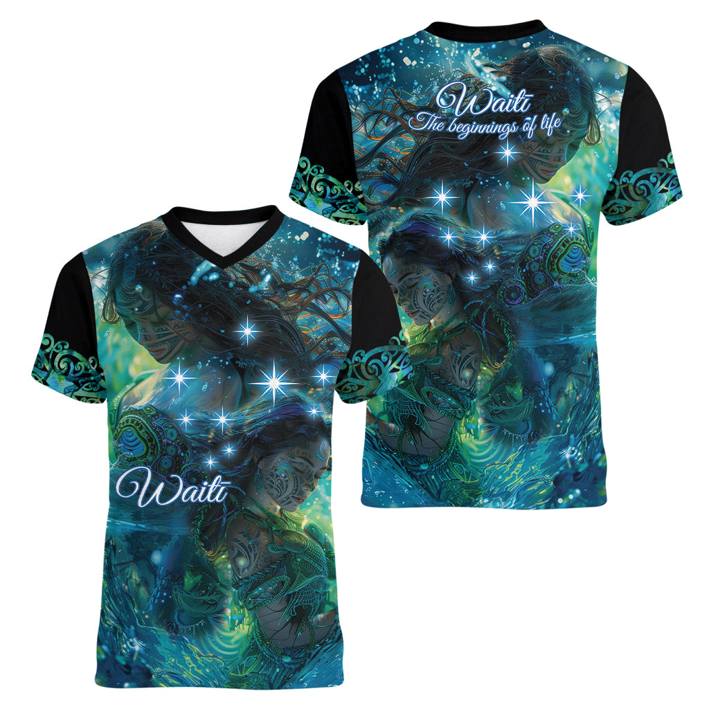New Zealand Matariki Waiti Women V-Neck T-Shirt The Beginnings Of Life
