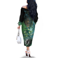 New Zealand Matariki Waiti Family Matching Off The Shoulder Long Sleeve Dress and Hawaiian Shirt Waimāori and The Origin Of Life