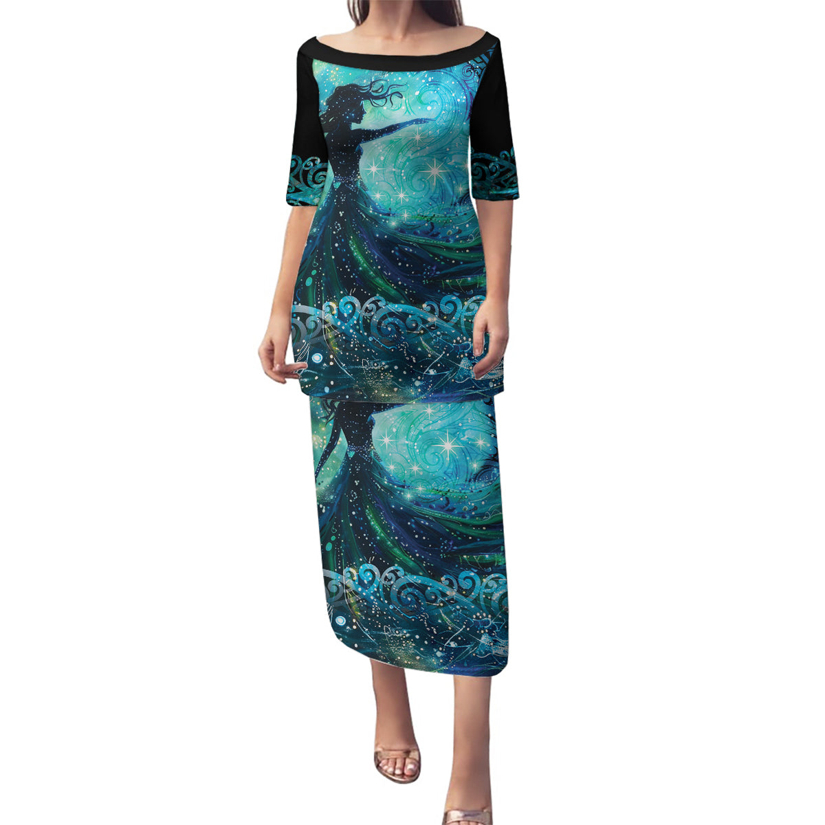 New Zealand Matariki Hiwa-i-te-rangi Family Matching Puletasi and Hawaiian Shirt Titiro ki nga Whetu Wishing Star