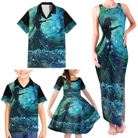 New Zealand Matariki Hiwa-i-te-rangi Family Matching Tank Maxi Dress and Hawaiian Shirt Titiro ki nga Whetu Wishing Star