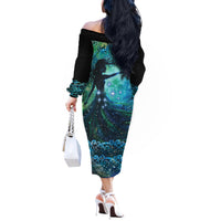 New Zealand Matariki Hiwa-i-te-rangi Off The Shoulder Long Sleeve Dress Titiro ki nga Whetu Wishing Star