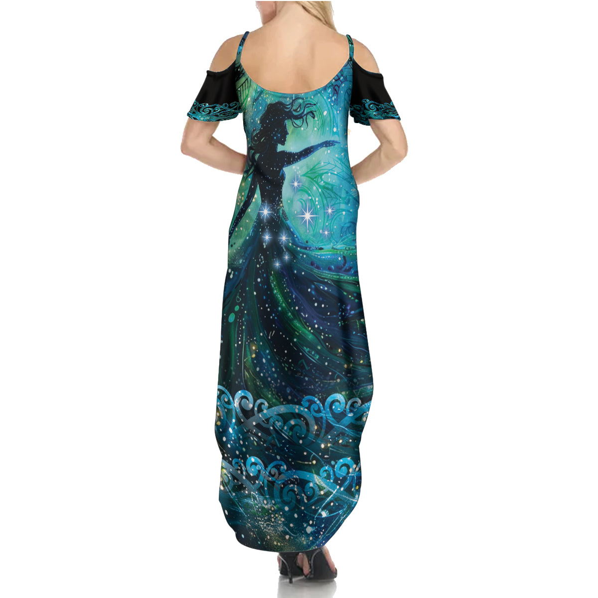 New Zealand Matariki Hiwa-i-te-rangi Summer Maxi Dress Titiro ki nga Whetu Wishing Star