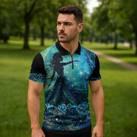 New Zealand Matariki Hiwa-i-te-rangi Zipper Polo Shirt Titiro ki nga Whetu Wishing Star - Polynesian Pride