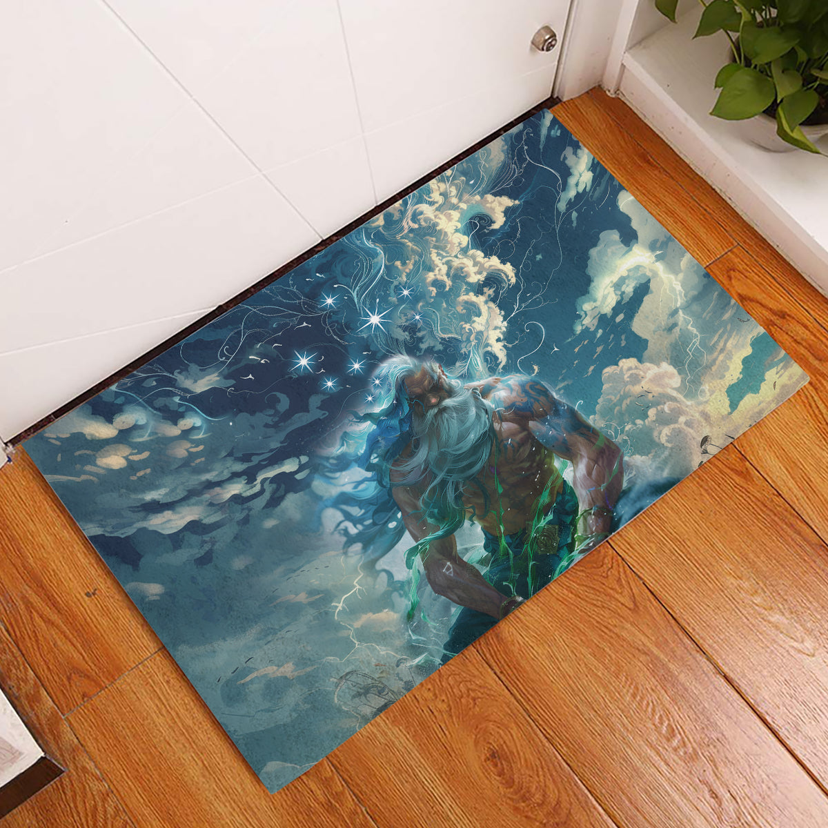 New Zealand Matariki Ururangi Rubber Doormat The Murmur Of The Wind LT9 Black - Polynesian Pride