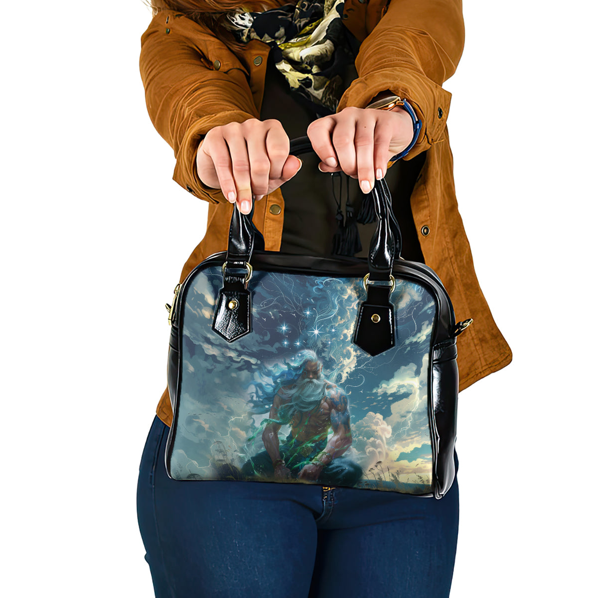 New Zealand Matariki Ururangi Shoulder Handbag The Murmur Of The Wind LT9 One Size Black - Polynesian Pride