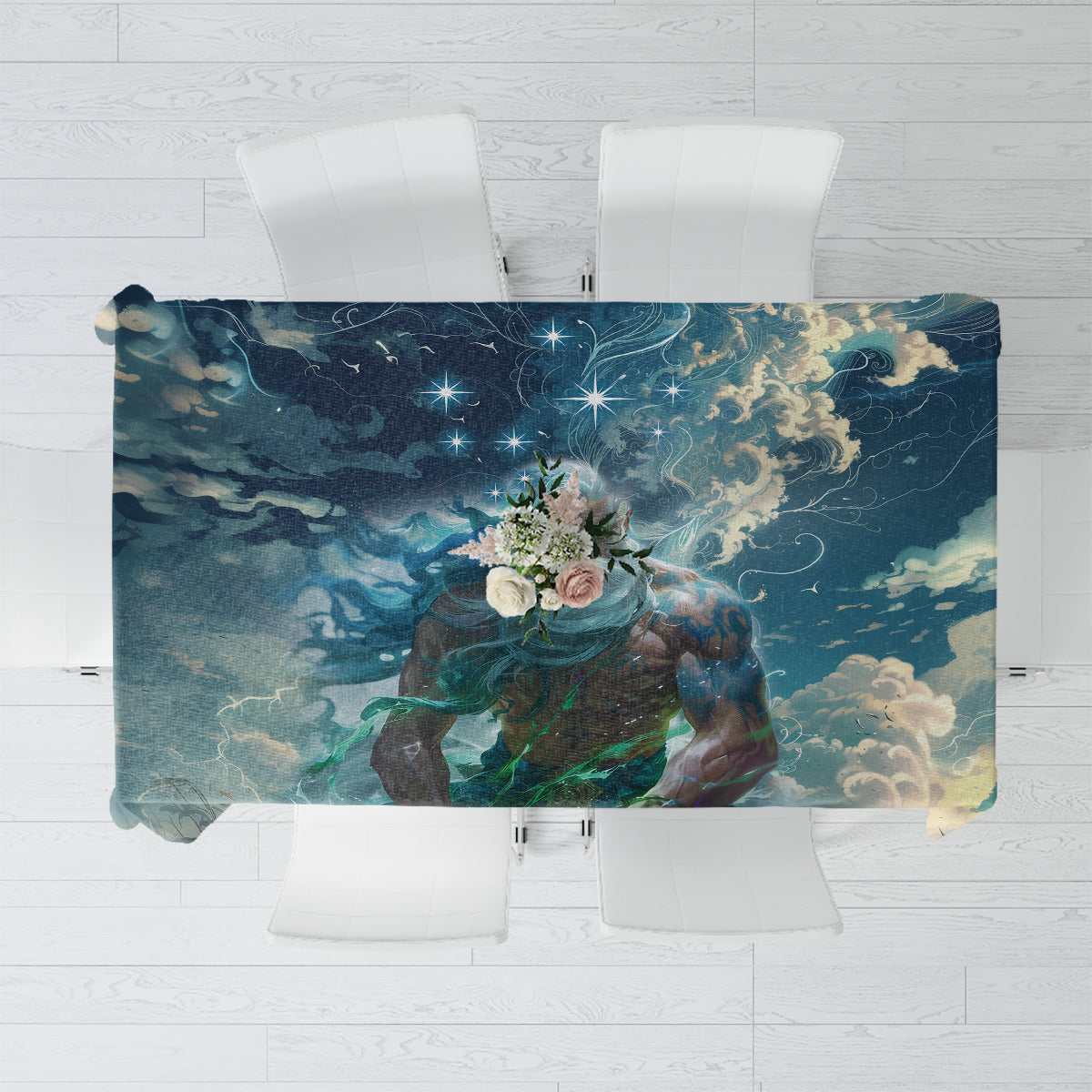 New Zealand Matariki Ururangi Tablecloth The Murmur Of The Wind LT9 Black - Polynesian Pride
