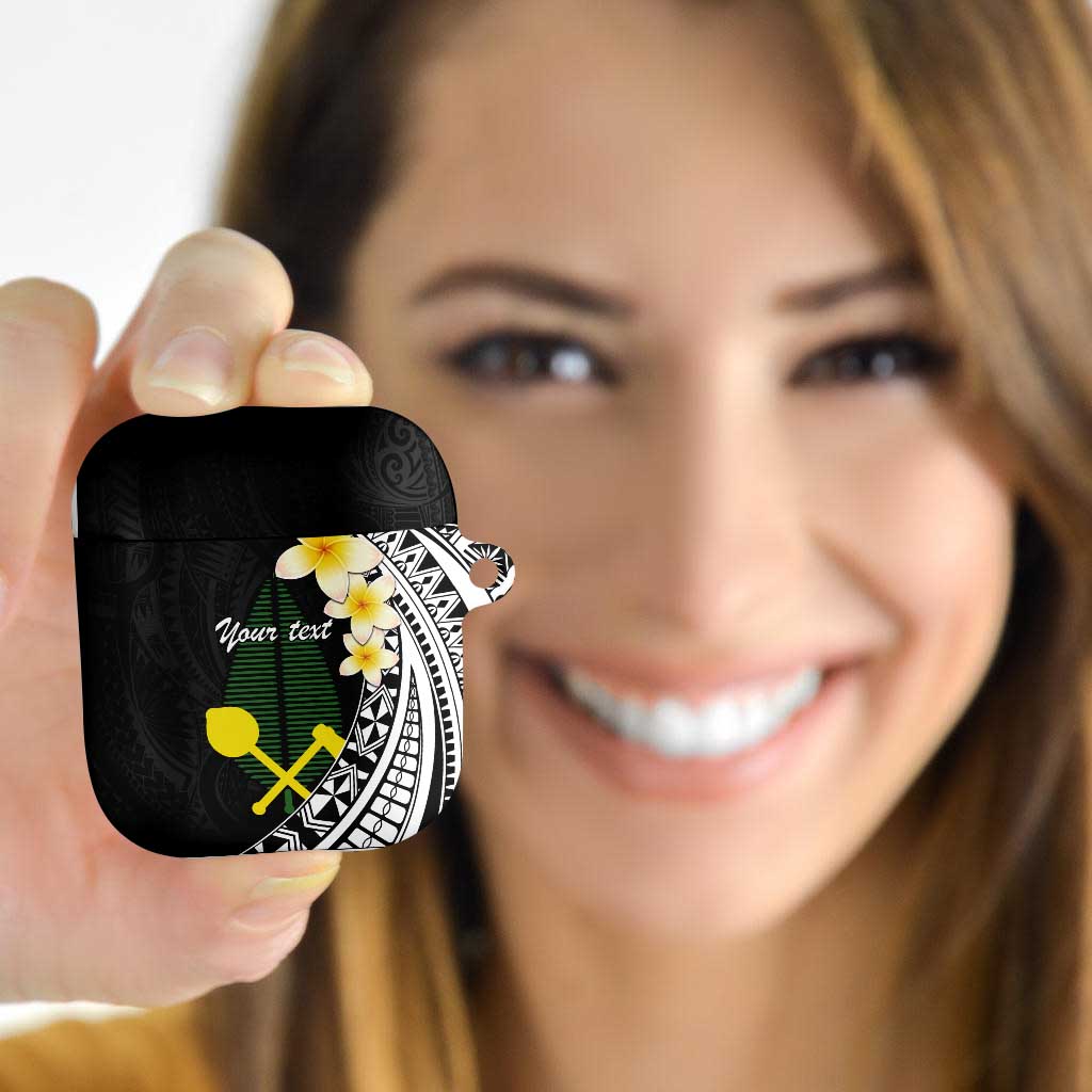 Alo Chiefdom Wallis and Futuna Personalized AirPods Case Frangipani Flowers Polynesian Pattern LT9 Black - Polynesian Pride