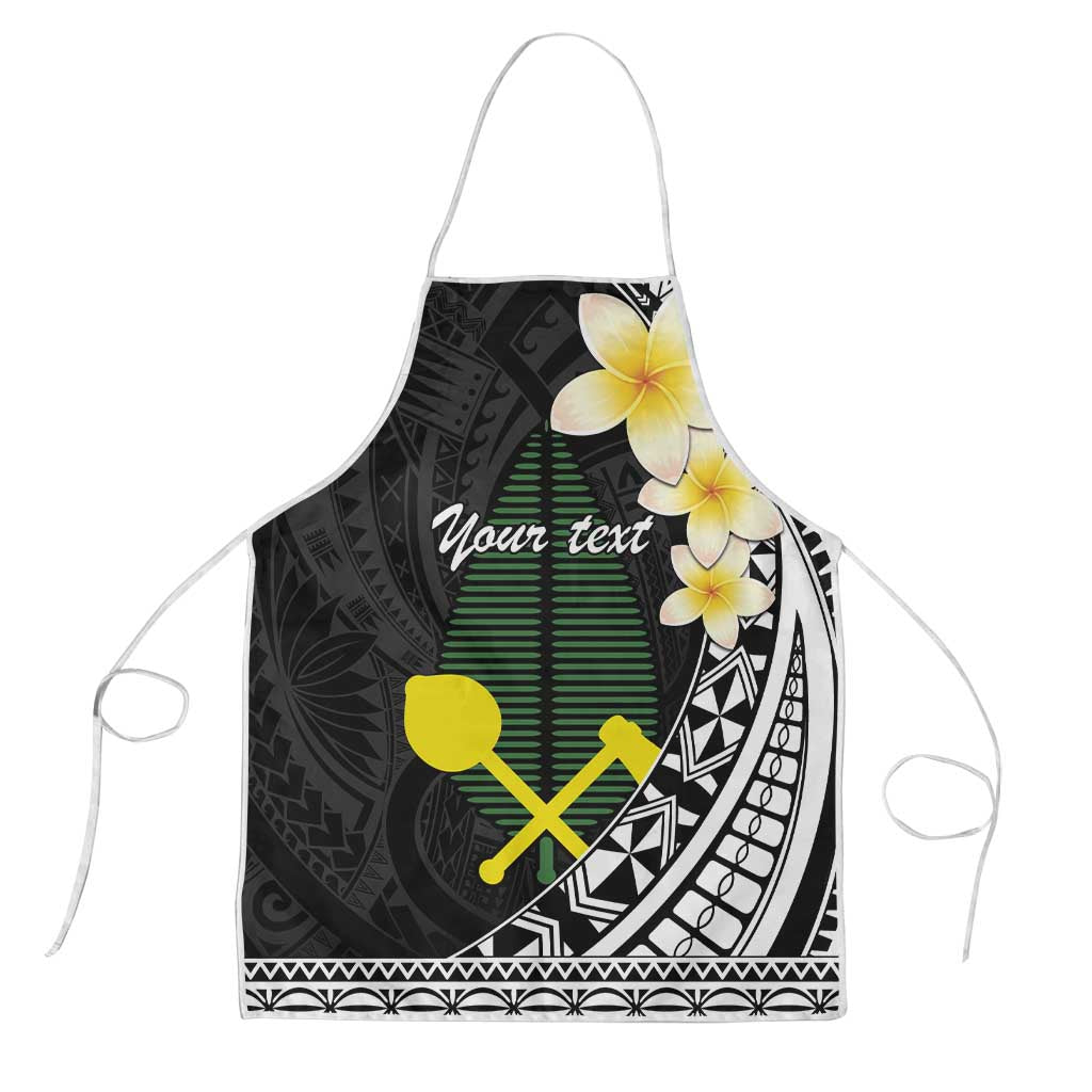 Alo Chiefdom Wallis and Futuna Personalized Apron Frangipani Flowers Polynesian Pattern LT9 Black - Polynesian Pride