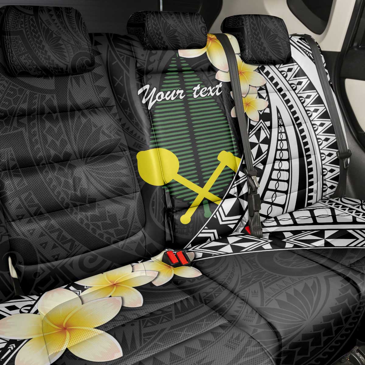 Alo Chiefdom Wallis and Futuna Personalized Back Car Seat Cover Frangipani Flowers Polynesian Pattern