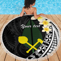 Alo Chiefdom Wallis and Futuna Personalized Beach Blanket Frangipani Flowers Polynesian Pattern