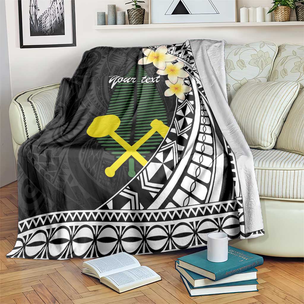 Alo Chiefdom Wallis and Futuna Personalized Blanket Frangipani Flowers Polynesian Pattern LT9 Black - Polynesian Pride