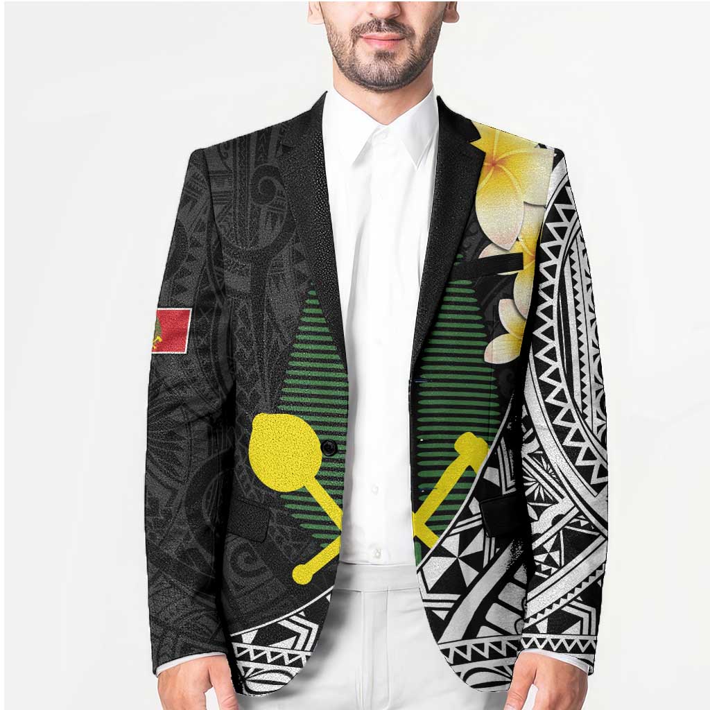 Alo Chiefdom Wallis and Futuna Personalized Blazer Frangipani Flowers Polynesian Pattern - Polynesian Pride
