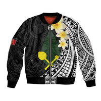 Alo Chiefdom Wallis and Futuna Personalized Bomber Jacket Frangipani Flowers Polynesian Pattern