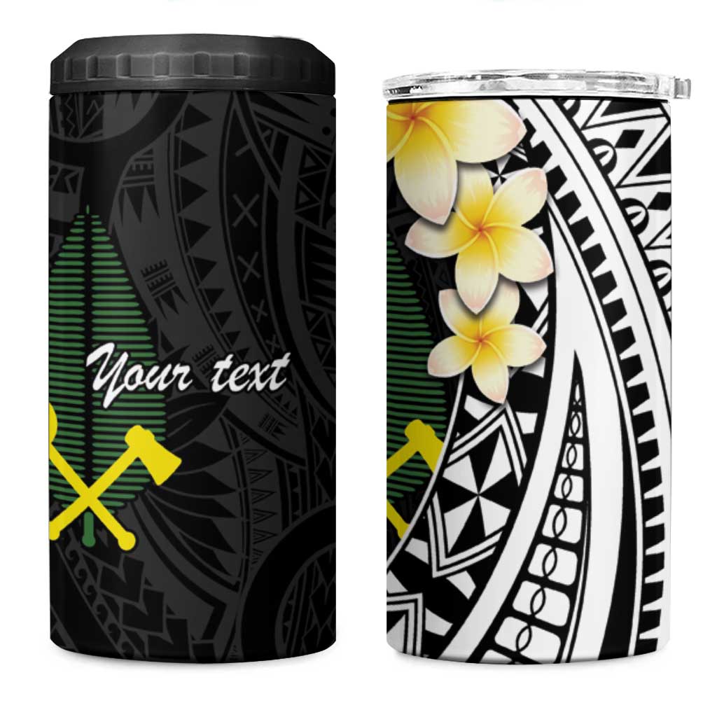 Alo Chiefdom Wallis and Futuna Personalized 4 in 1 Can Cooler Tumbler Frangipani Flowers Polynesian Pattern LT9 One Size: 16 oz Black - Polynesian Pride